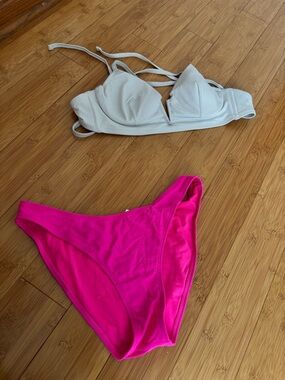 PINK AND WHITE BIKINI SET